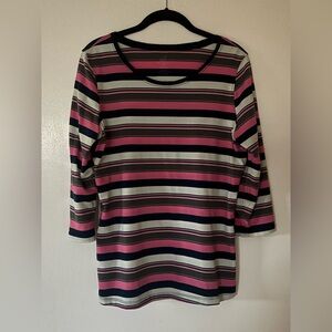 ITEM HAS SOLD Woolx Jenny 3/4 sleeve crew neck top size  medium in Aurora stripe